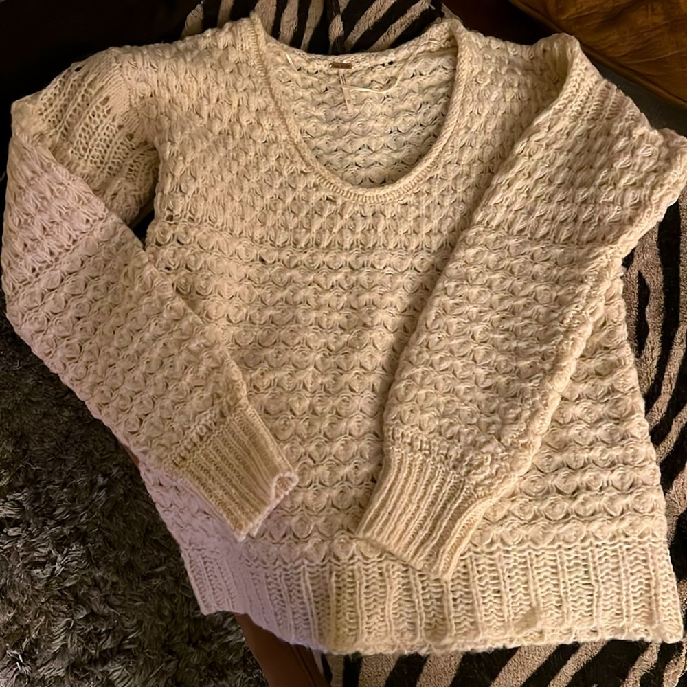 Free People Crochet Sweater XS Cream